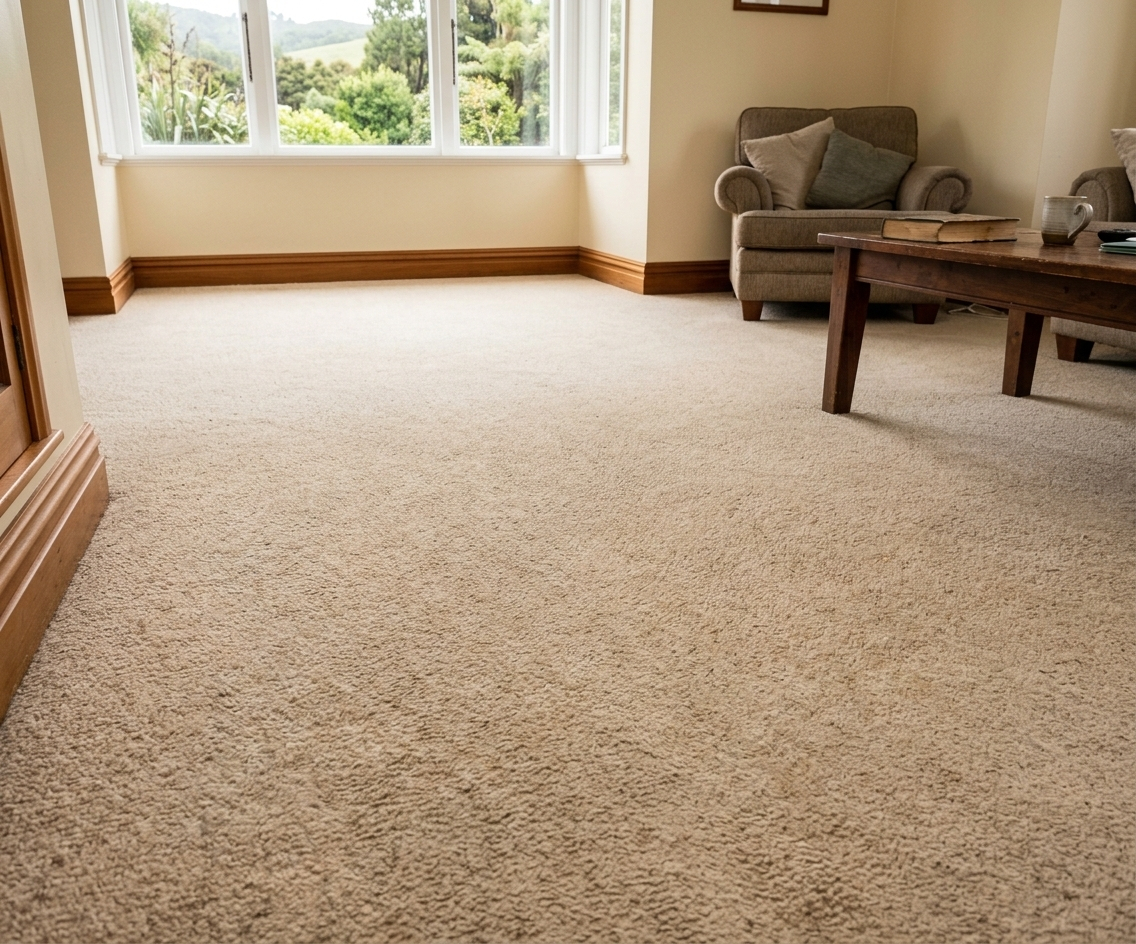 The same carpet after hot water extraction, colour restored
